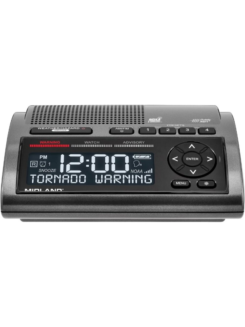 Deluxe NOAA Weather Radio with Battery Backup & Local Alerts - AM/FM Alarm Clock
